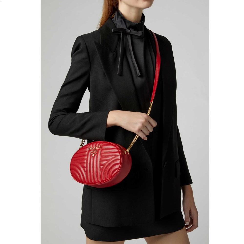 Prada Diagramme Quilted Leather Shoulder Bag Gem